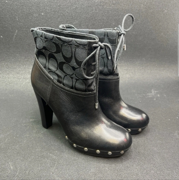 Y2k Coach Vintage Ediva Heeled Studded Boots - Picture 10 of 11